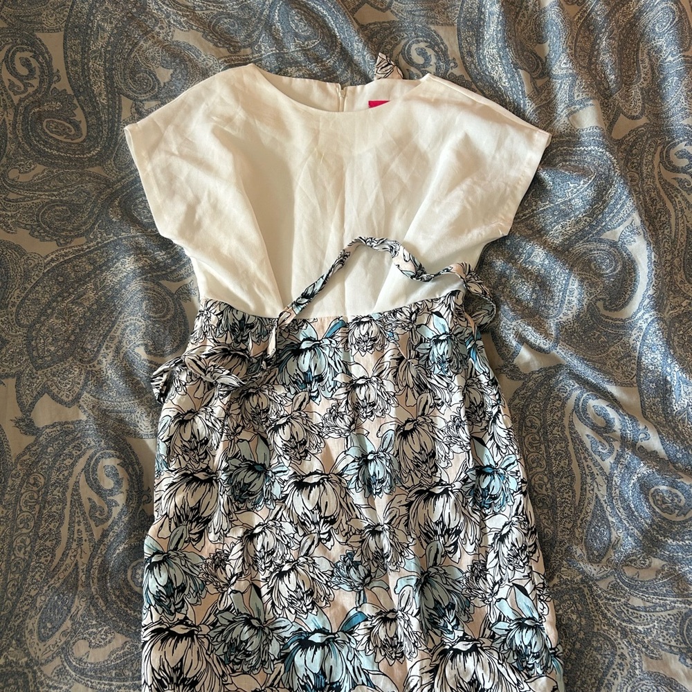 Pinkyotto White and Blue Patterned Dress